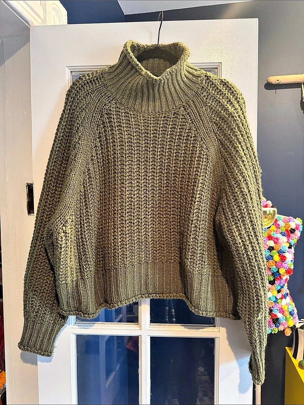 H&M Deep Turtleneck Sweater Olive